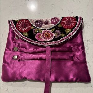 *NEW* Pier 1 Embroidered Satin Jewelry in Fuchsia